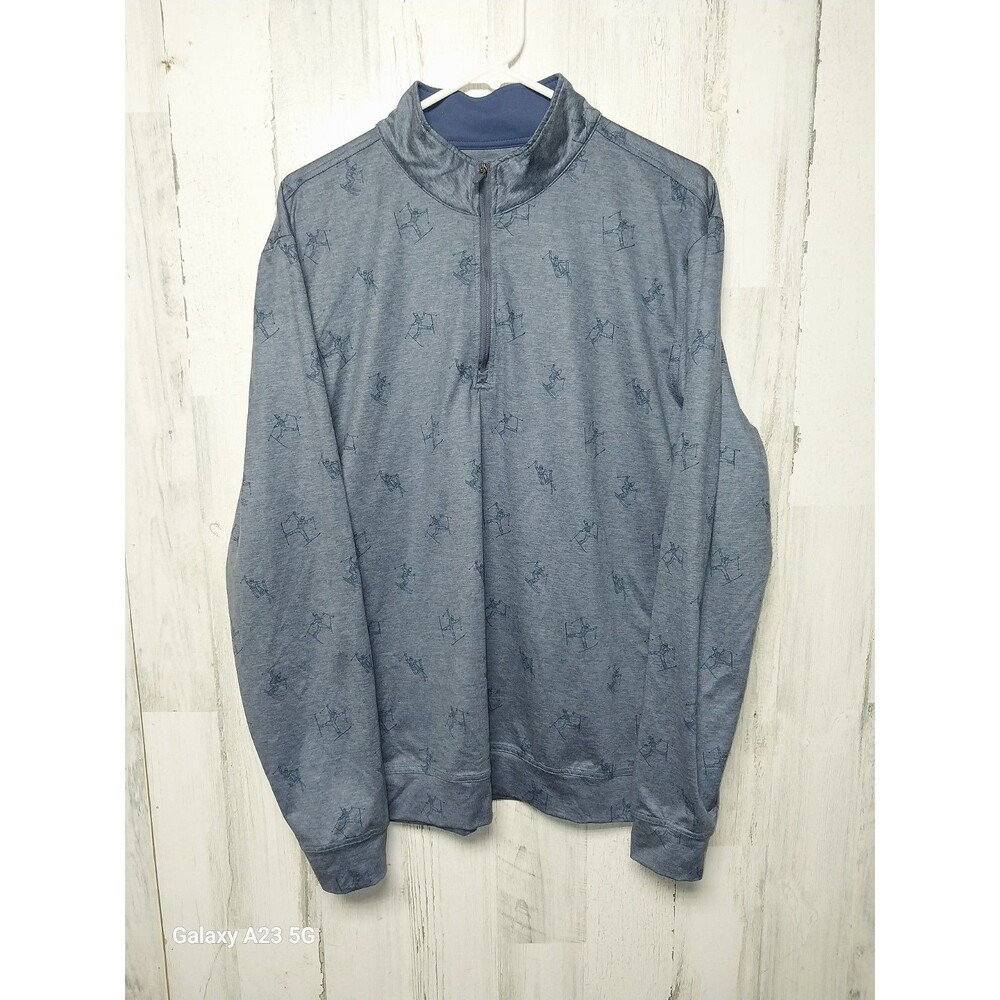 Jack + Sage Quarter Zip Pullover Mens Large Blue Skiing Print